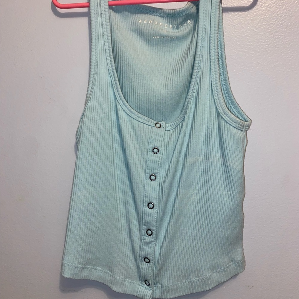 Aeropostale mint blue button up tank top